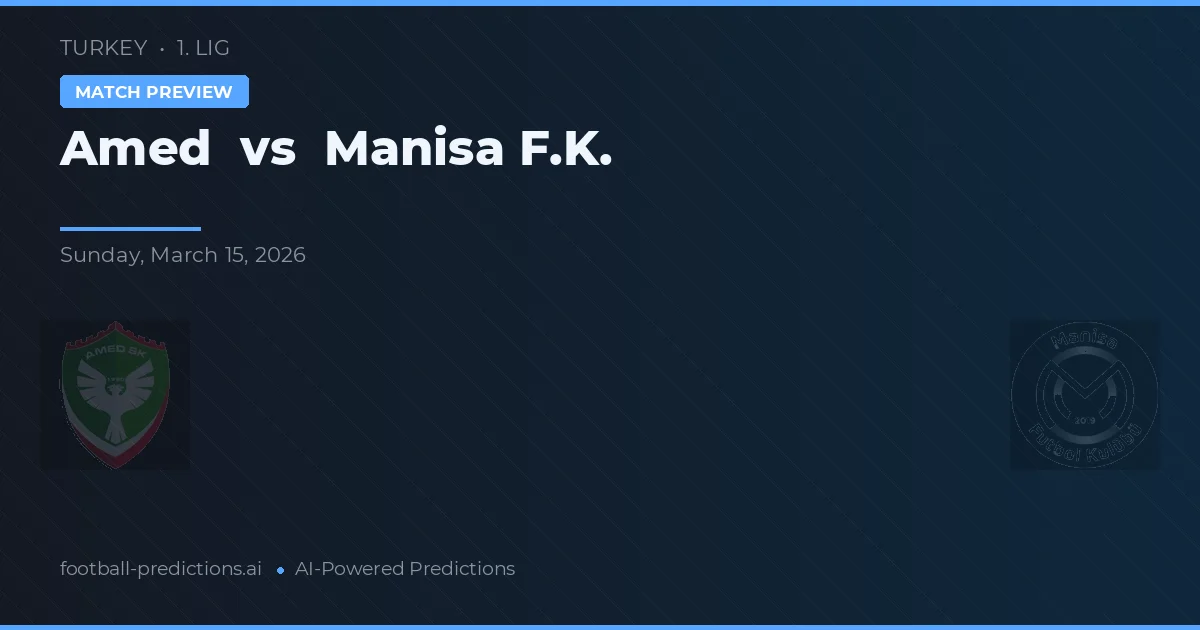 Amed vs Manisa FK — voorspelling en vooruitblik wedstrijd