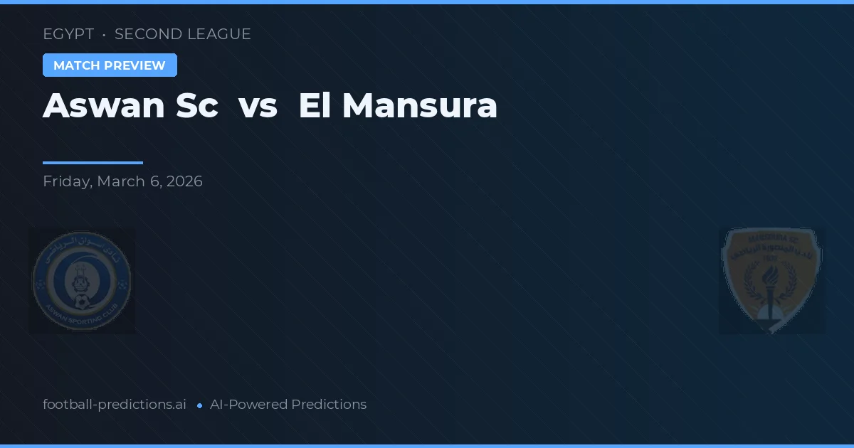 Aswan SC vs El Mansura — voorspelling en vooruitblik wedstrijd