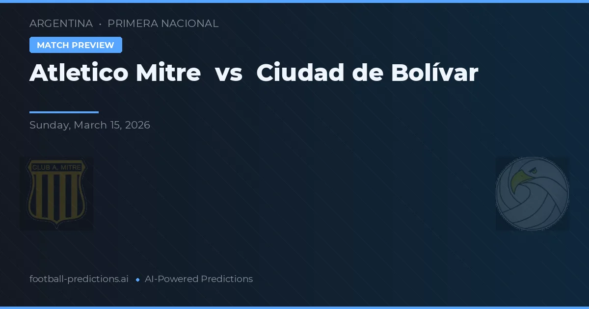Atlético Mitre vs Ciudad de Bolívar — voorspelling en vooruitblik wedstrijd