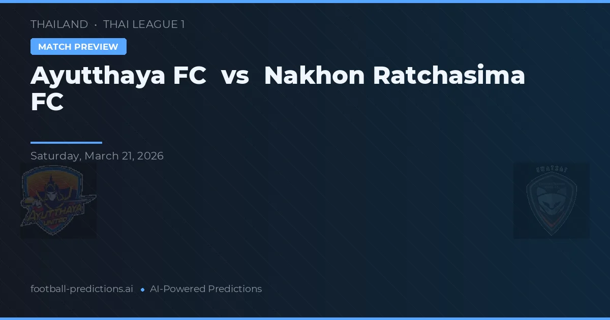 Ayutthaya FC vs Nakhon Ratchasima FC — voorspelling en vooruitblik wedstrijd
