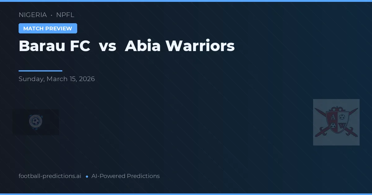 Barau FC vs Abia Warriors — voorspelling en vooruitblik wedstrijd