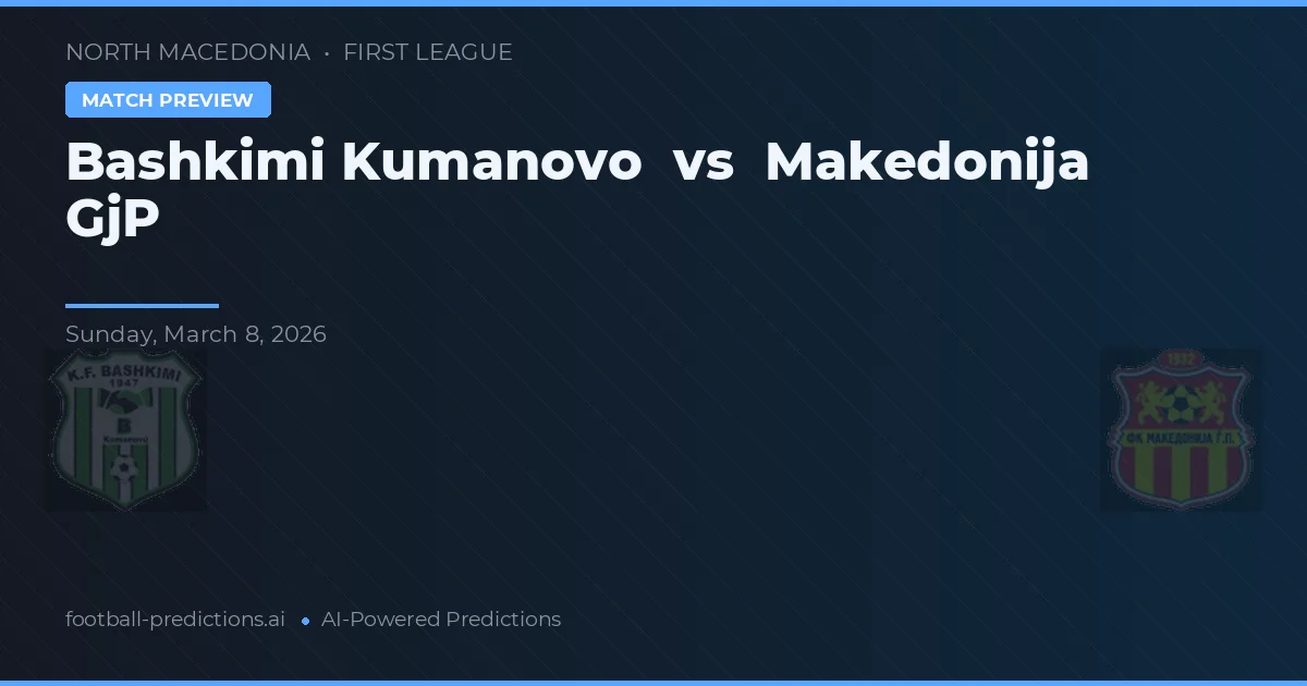Bashkimi Kumanovo vs Makedonija GjP — voorspelling en vooruitblik wedstrijd
