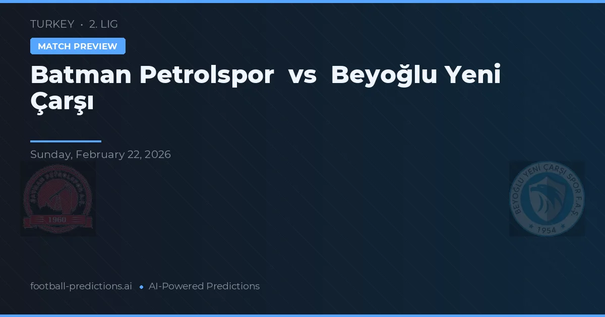 Batman Petrolspor vs Beyoğlu Yeni Çarşı — voorspelling en vooruitblik wedstrijd
