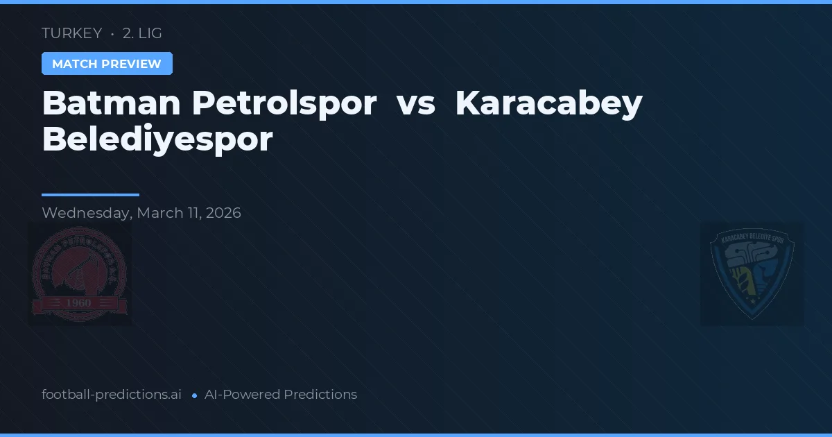 Batman Petrolspor vs Karacabey Belediyespor — voorspelling en vooruitblik wedstrijd