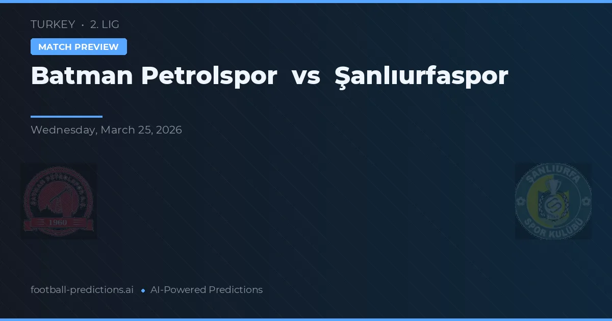 Batman Petrolspor vs Şanlıurfaspor — voorspelling en vooruitblik wedstrijd