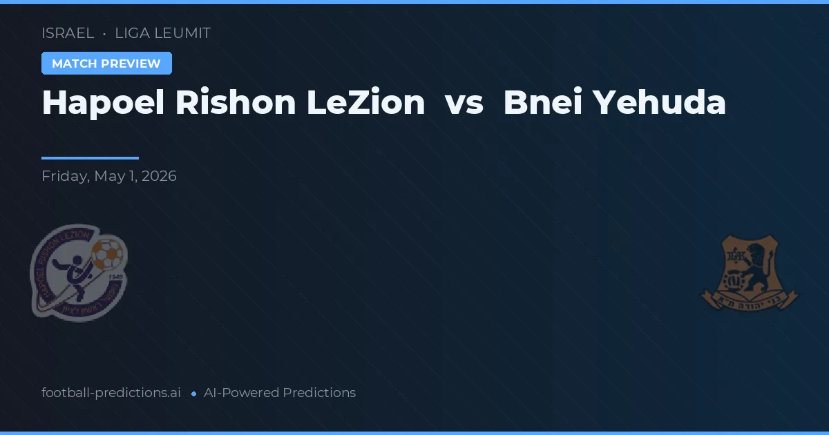 Hapoel Rishon LeZion vs Bnei Yehuda — voorspelling en vooruitblik wedstrijd