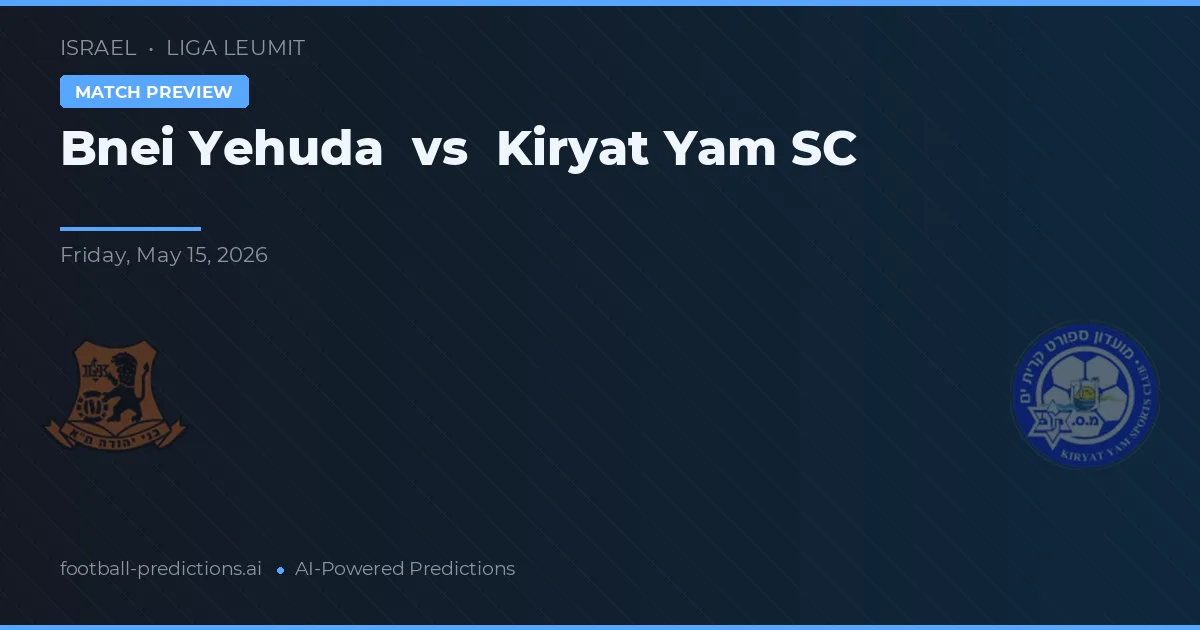 Bnei Yehuda vs Kiryat Yam SC — voorspelling en vooruitblik wedstrijd