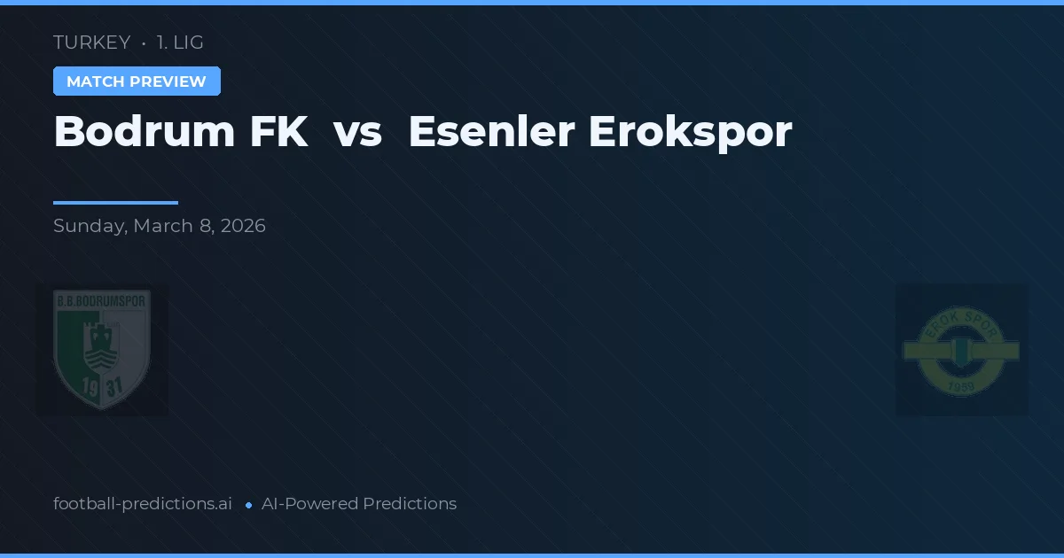 Bodrumspor vs Esenler Erokspor — voorspelling en vooruitblik wedstrijd