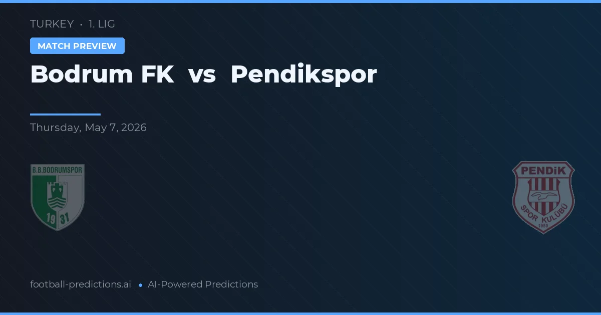 Bodrumspor vs Pendikspor — voorspelling en vooruitblik wedstrijd