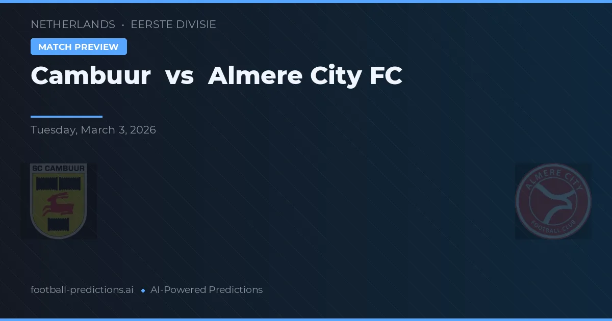 SC Cambuur vs Almere City FC — voorspelling en vooruitblik wedstrijd