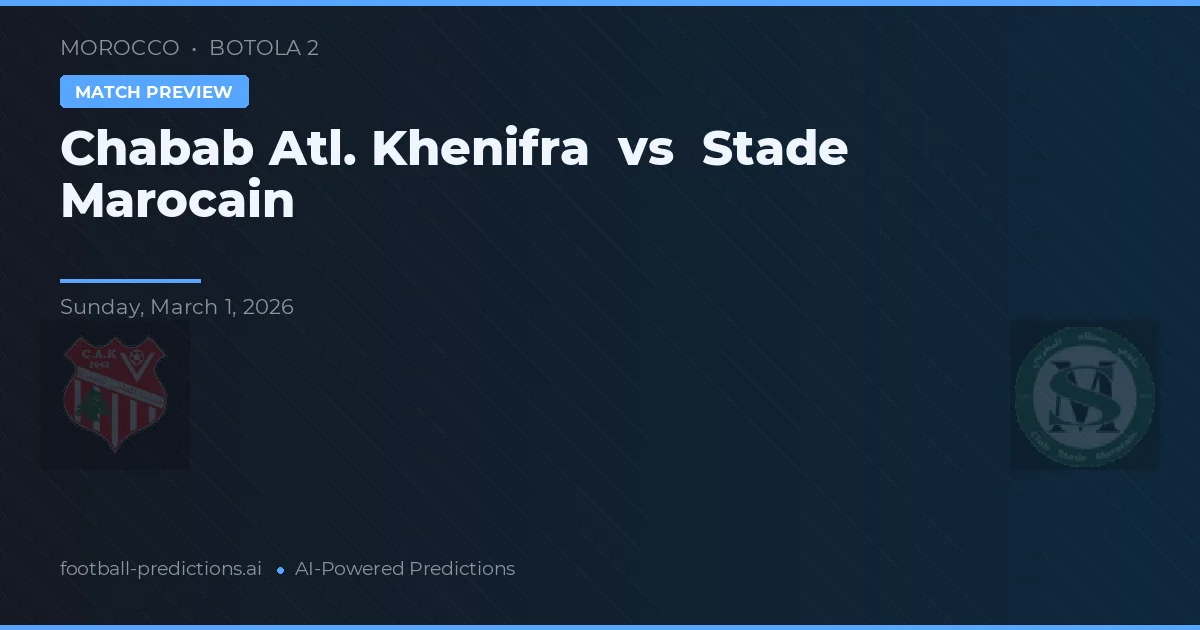Chabab Atl. Khenifra vs Stade Marocain — voorspelling en vooruitblik wedstrijd