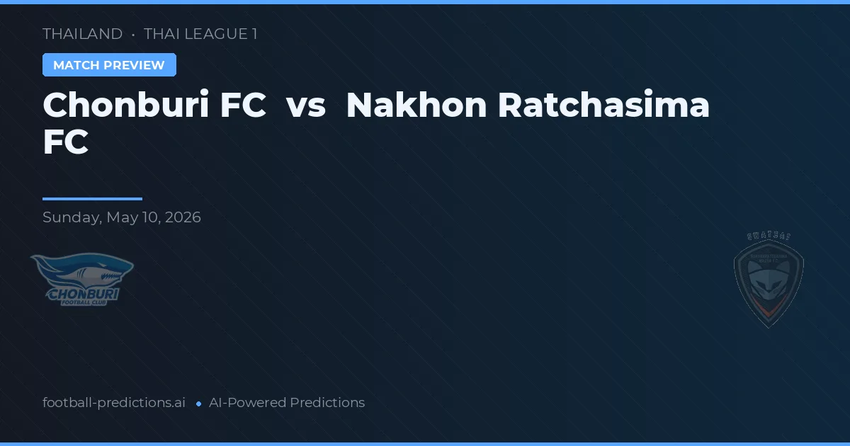 Chonburi FC vs Nakhon Ratchasima FC — voorspelling en vooruitblik wedstrijd