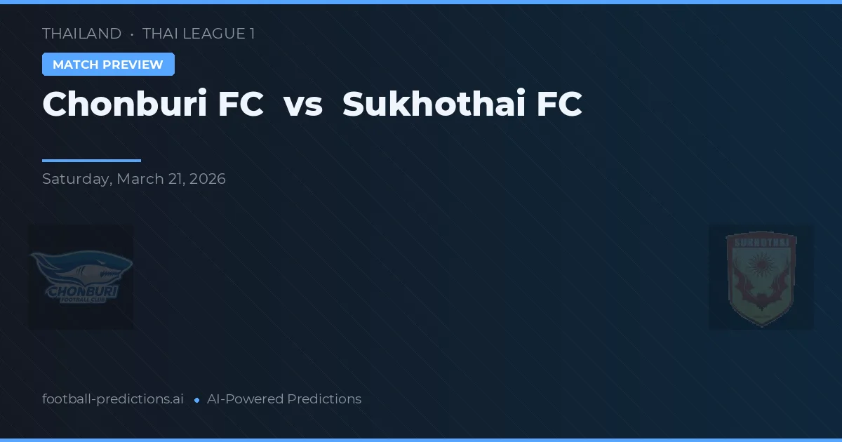 Chonburi FC vs Sukhothai FC — voorspelling en vooruitblik wedstrijd