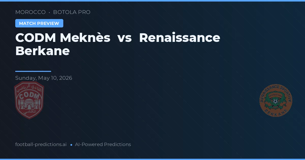 CODM Meknès vs Renaissance Berkane — voorspelling en vooruitblik wedstrijd