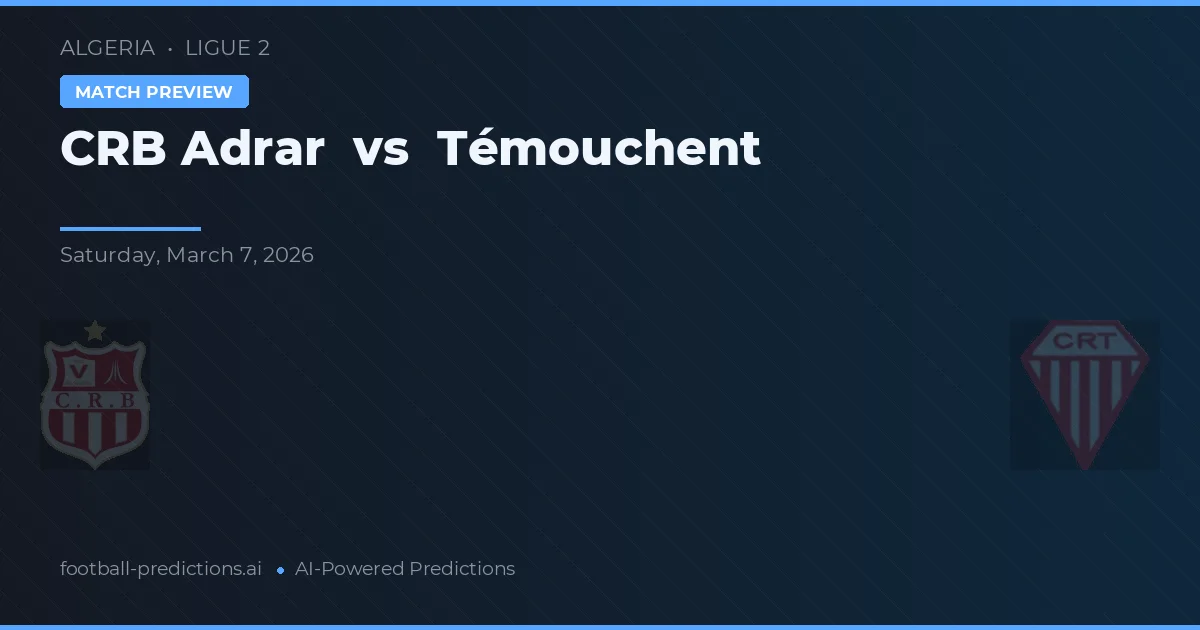 CRB Adrar vs Témouchent — voorspelling en vooruitblik wedstrijd