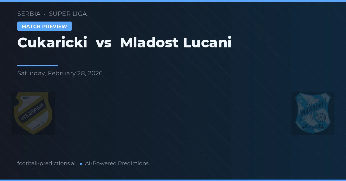 Cukaricki vs Mladost Lučani — voorspelling en vooruitblik wedstrijd
