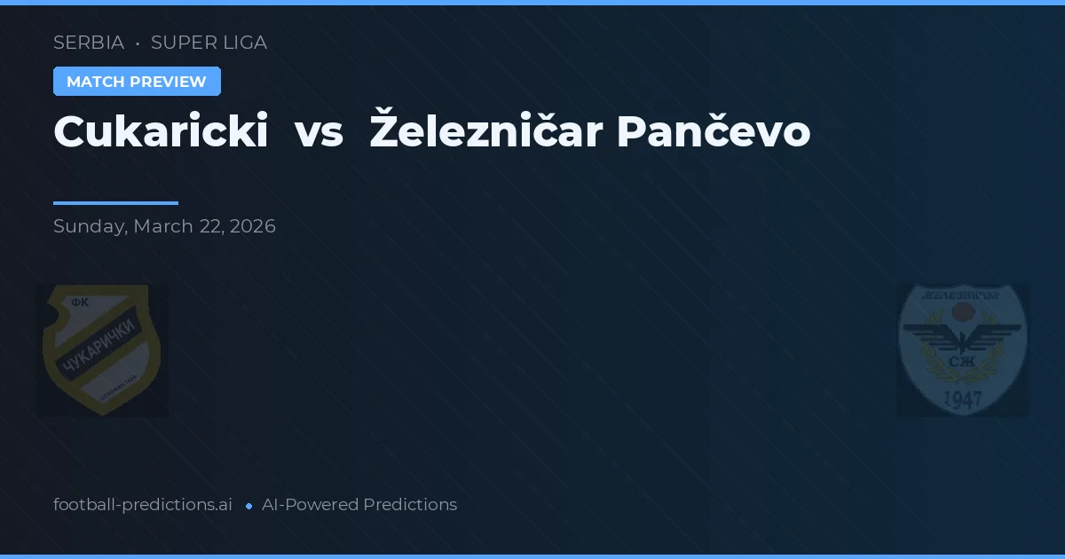 Cukaricki vs Železničar Pančevo — voorspelling en vooruitblik wedstrijd
