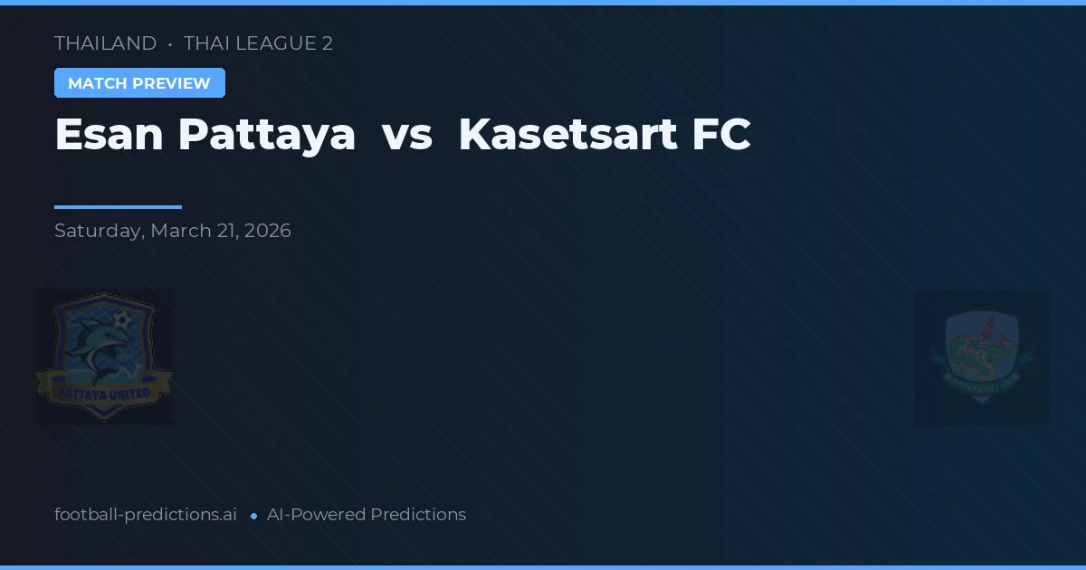 Esan Pattaya vs Kasetsart FC — voorspelling en vooruitblik wedstrijd