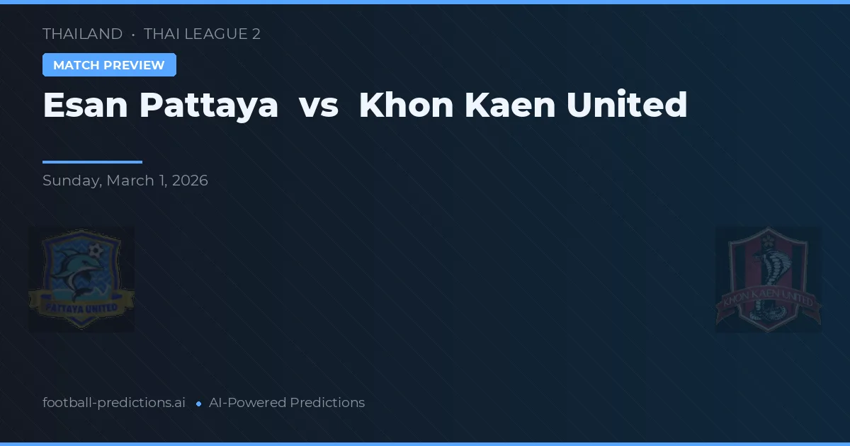 Esan Pattaya vs Khon Kaen United — voorspelling en vooruitblik wedstrijd