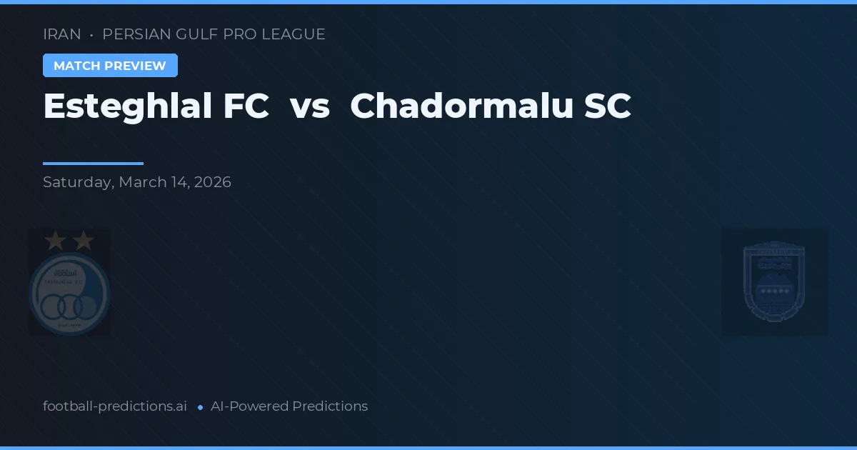 Esteghlal FC vs Chadormalu SC — voorspelling en vooruitblik wedstrijd