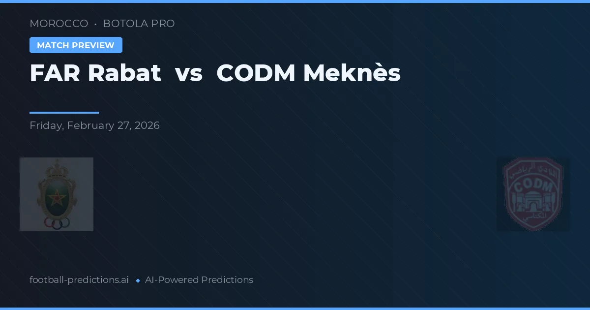 FAR Rabat vs CODM Meknès — voorspelling en vooruitblik wedstrijd