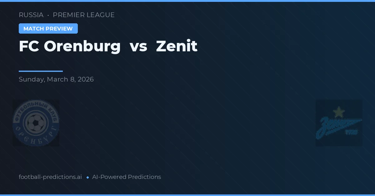 FC Orenburg vs Zenit — voorspelling en vooruitblik wedstrijd