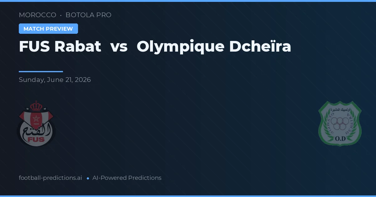 FUS Rabat vs Olympique Dcheïra — voorspelling en vooruitblik wedstrijd
