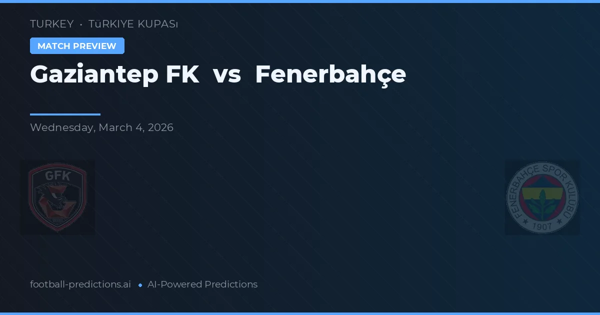 Gaziantep FK vs Fenerbahçe — voorspelling en vooruitblik wedstrijd