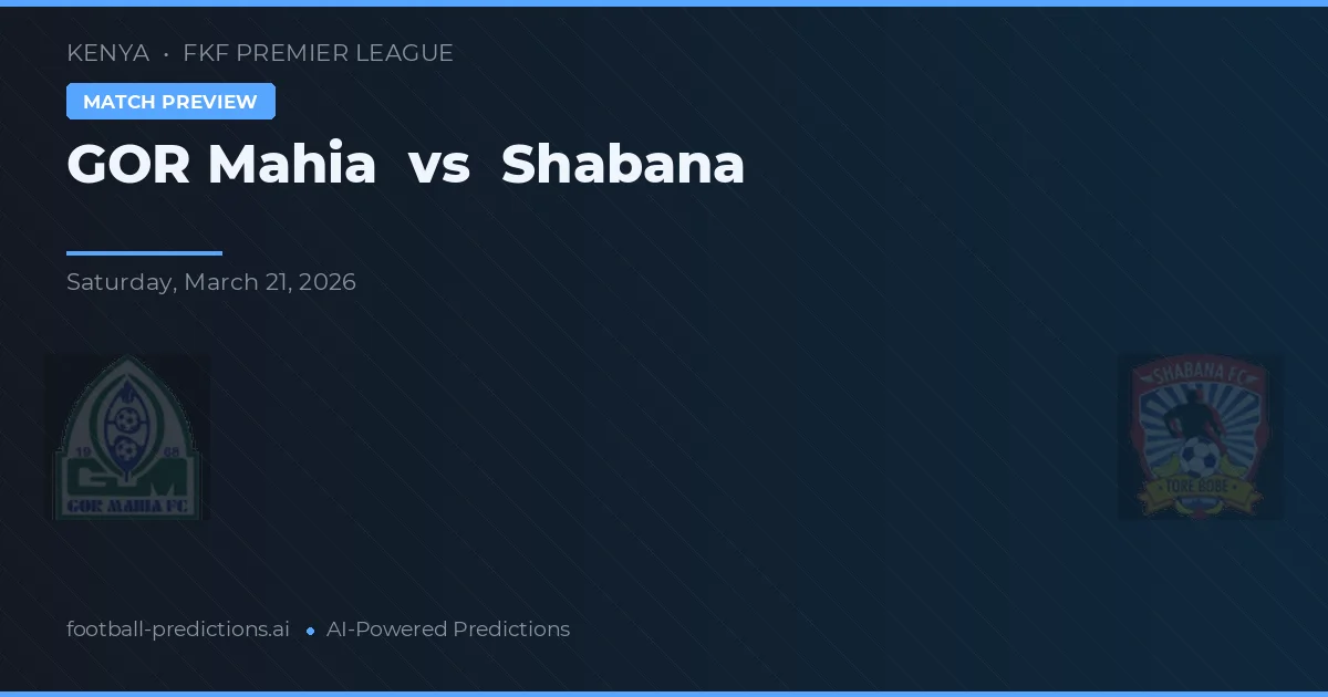 GOR Mahia vs Shabana — voorspelling en vooruitblik wedstrijd