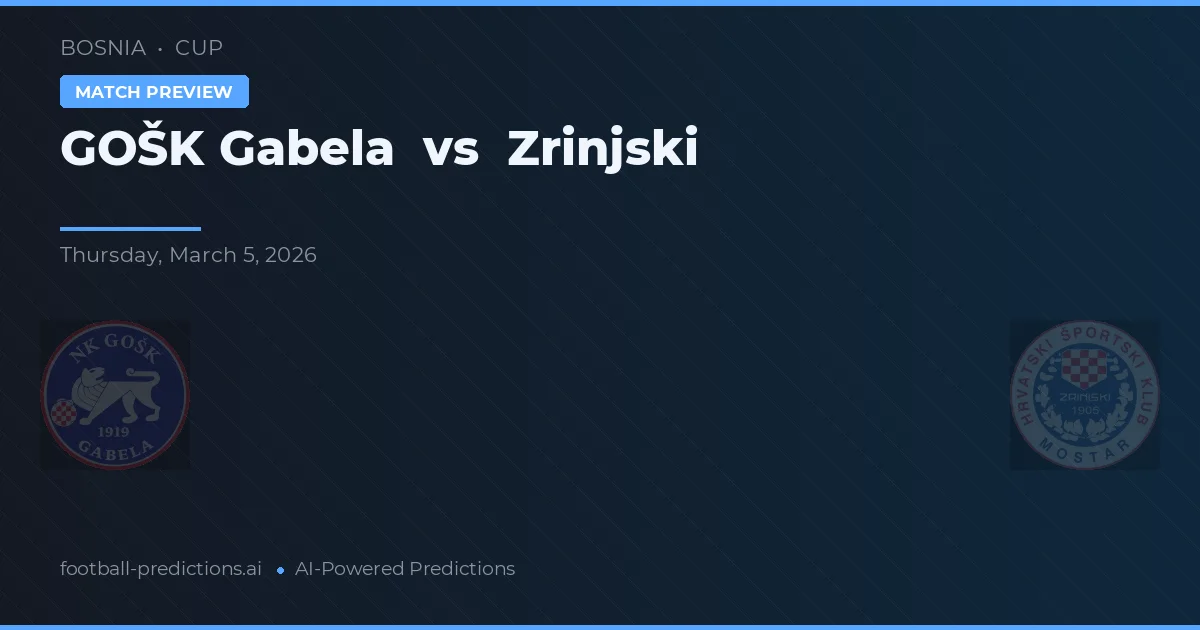 GOŠK Gabela vs Zrinjski — voorspelling en vooruitblik wedstrijd