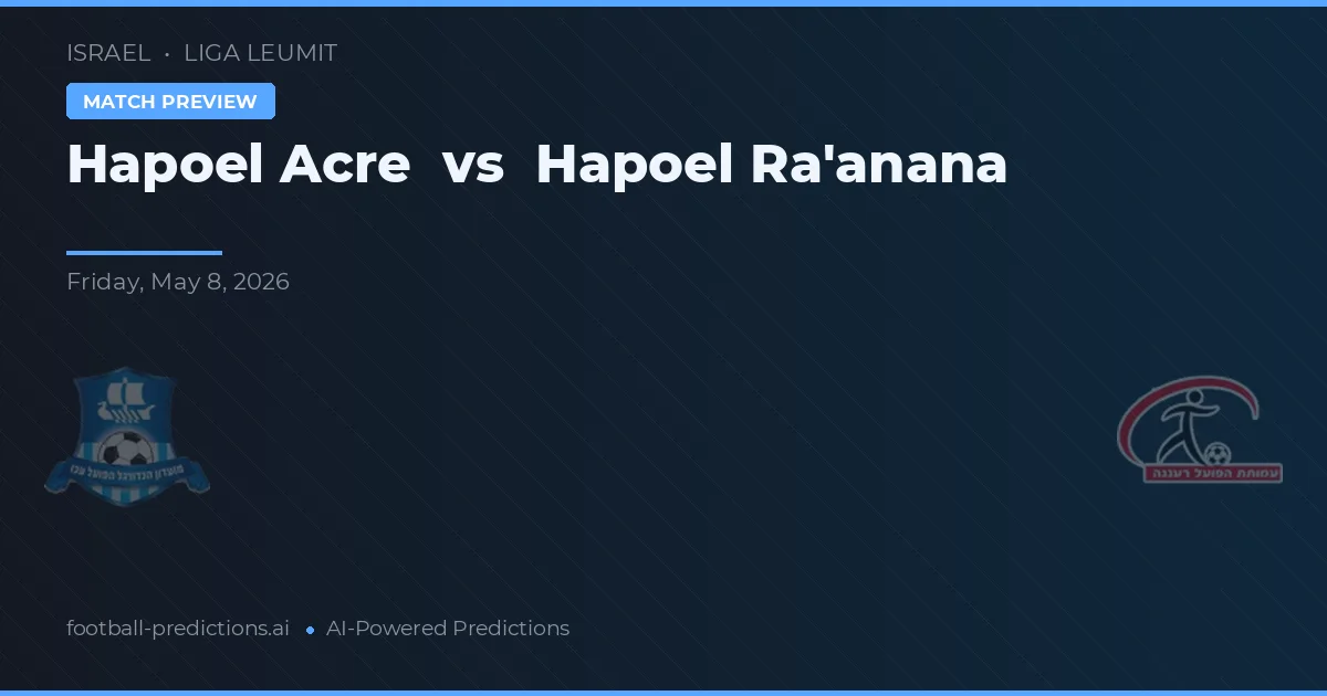 Hapoel Acre vs Hapoel Ra'anana — voorspelling en vooruitblik wedstrijd
