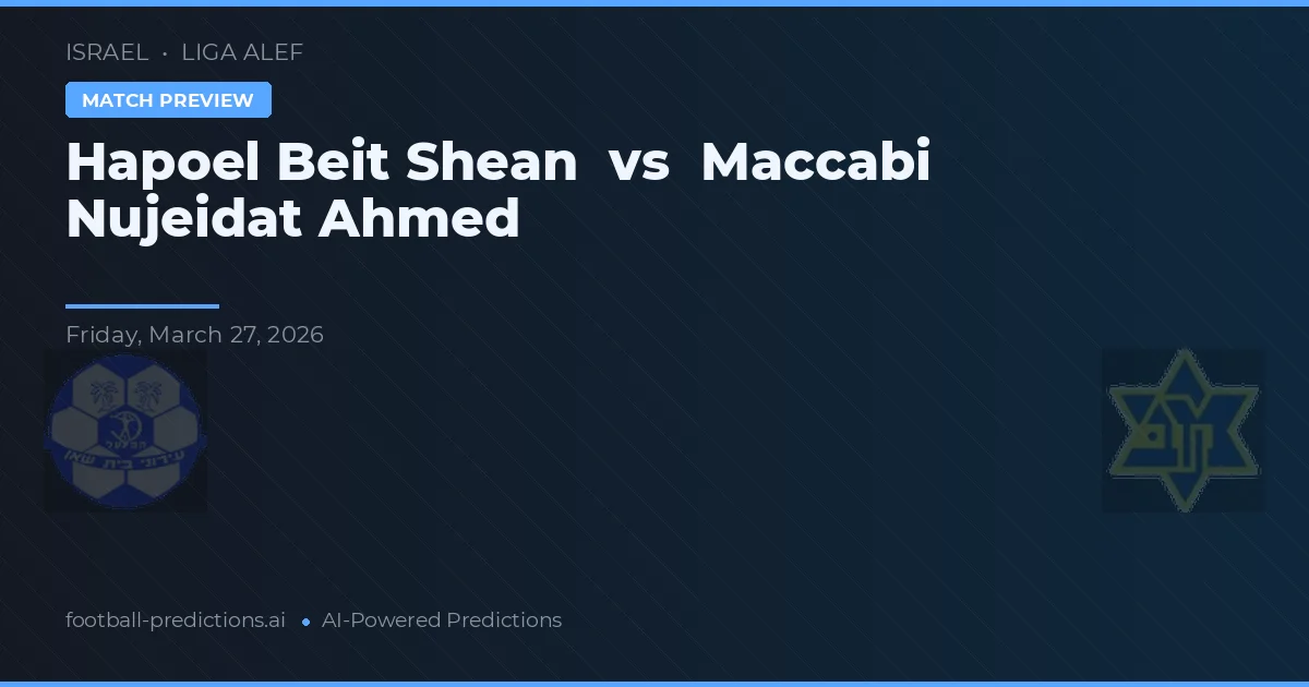 Hapoel Beit She'an vs Maccabi Nujeidat Ahmed — voorspelling en vooruitblik wedstrijd
