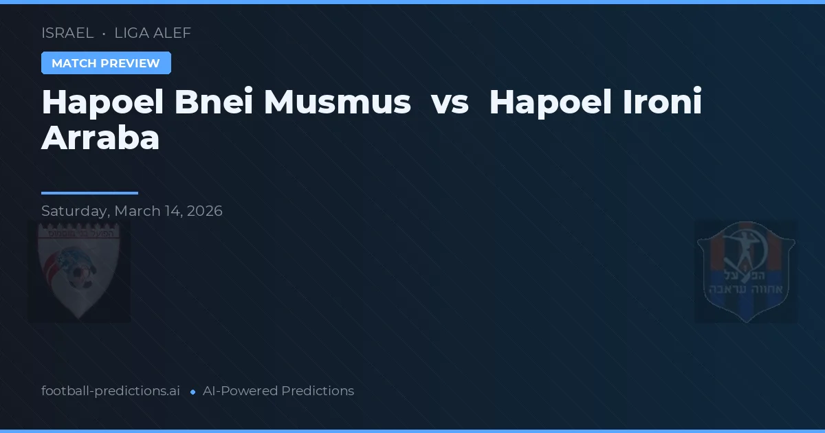 Hapoel Bnei Musmus vs Hapoel Ironi Arraba — voorspelling en vooruitblik wedstrijd