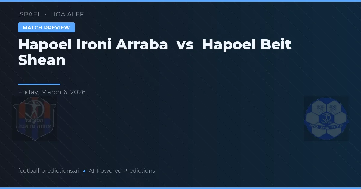 Hapoel Ironi Arraba vs Hapoel Beit She'an — voorspelling en vooruitblik wedstrijd
