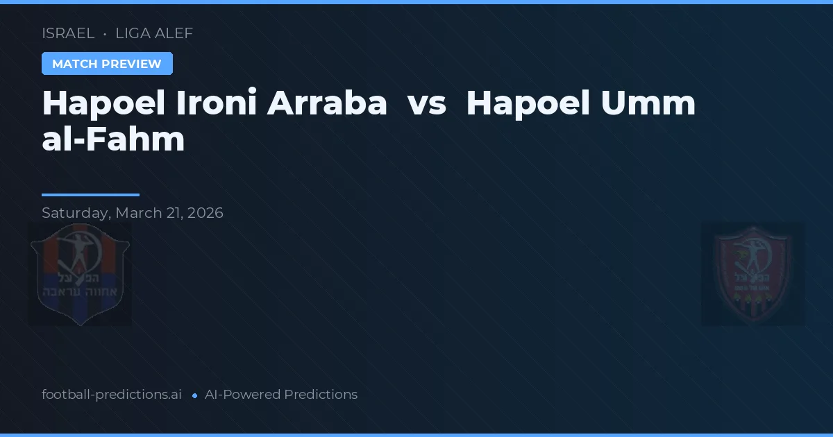 Hapoel Ironi Arraba vs Hapoel Umm al-Fahm — voorspelling en vooruitblik wedstrijd