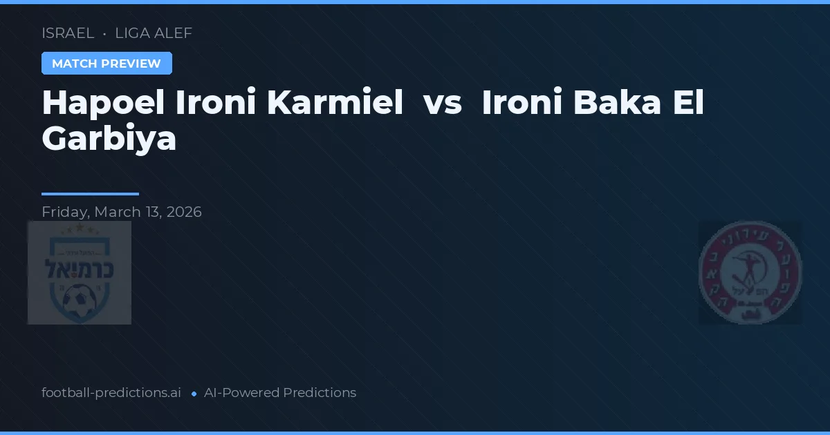 Hapoel Ironi Karmiel vs Ironi Baka El Garbiya — voorspelling en vooruitblik wedstrijd