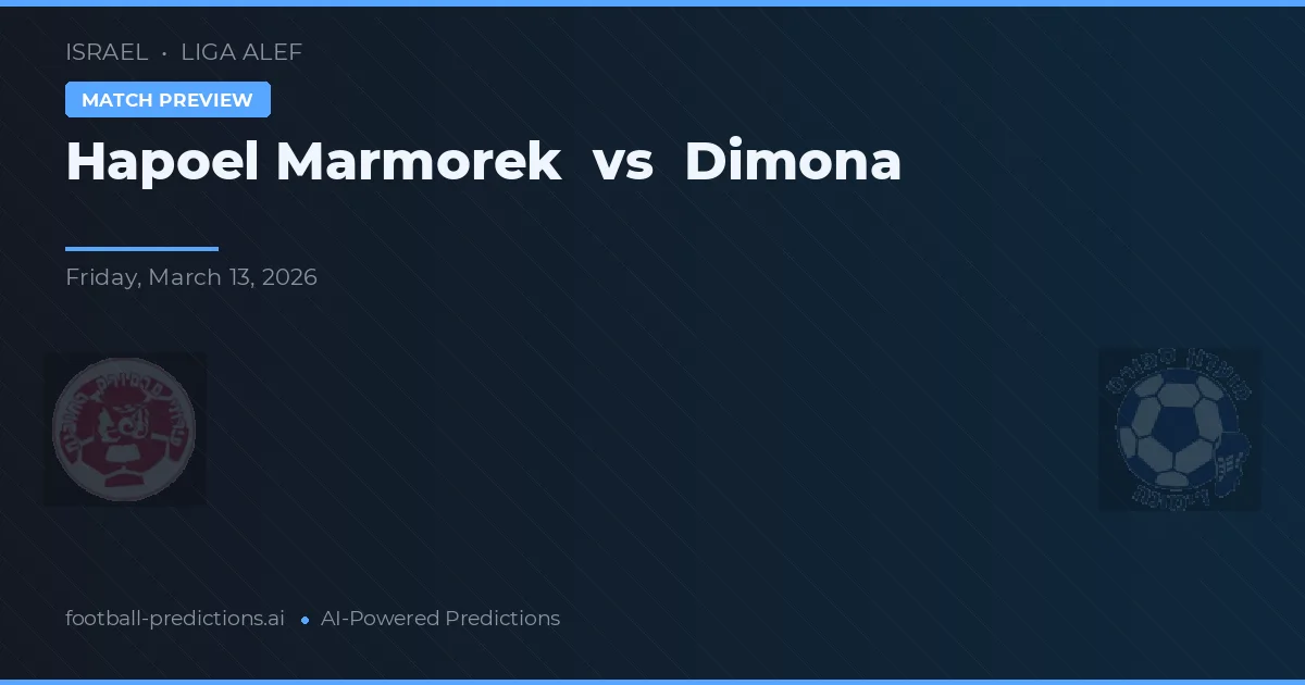 Hapoel Marmorek vs Dimona — voorspelling en vooruitblik wedstrijd