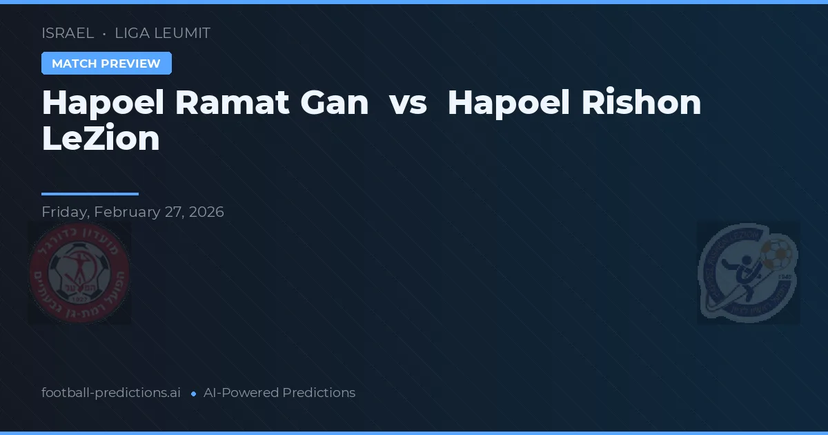 Hapoel Ramat Gan vs Hapoel Rishon LeZion — voorspelling en vooruitblik wedstrijd