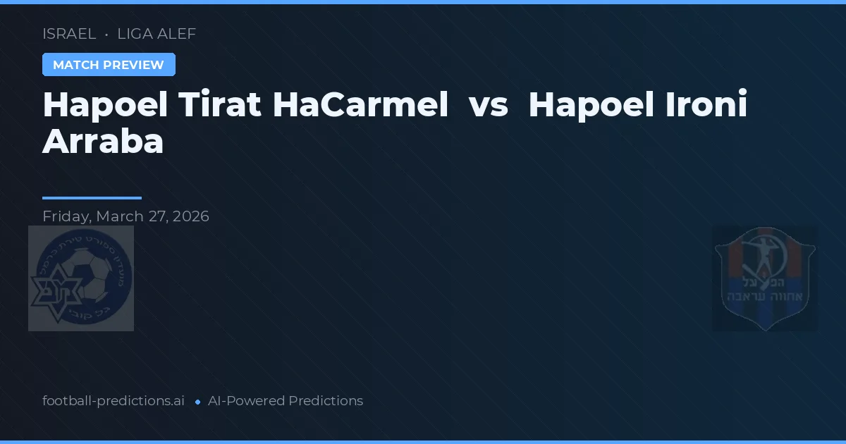 Hapoel Tirat HaCarmel vs Hapoel Ironi Arraba — voorspelling en vooruitblik wedstrijd