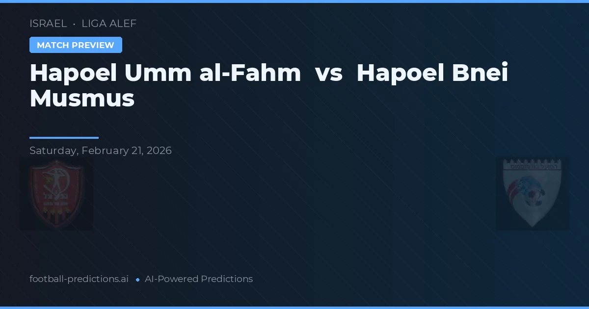 Hapoel Umm al-Fahm vs Hapoel Bnei Musmus — voorspelling en vooruitblik wedstrijd
