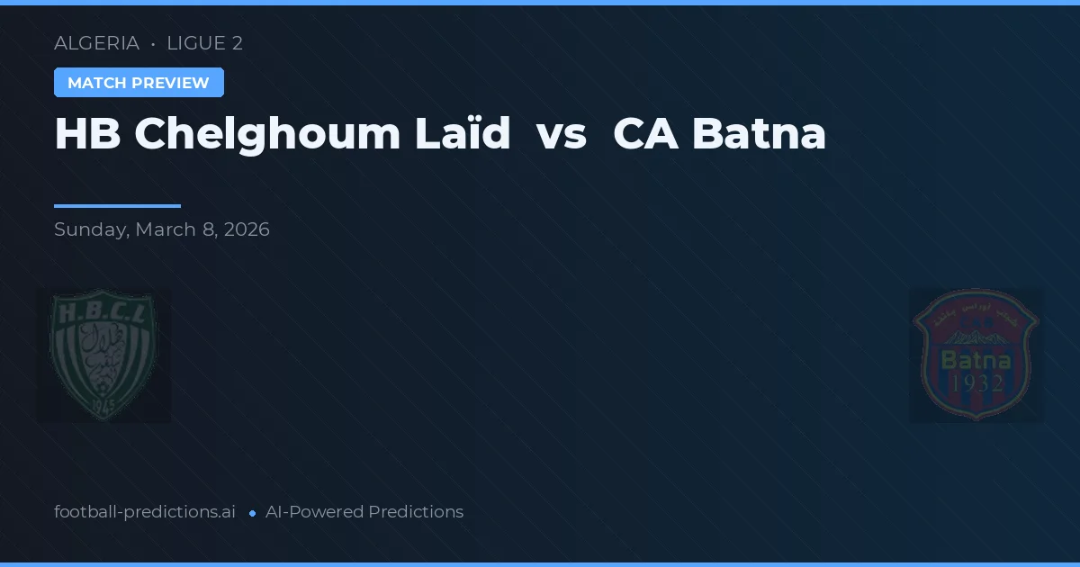 HB Chelghoum Laïd vs CA Batna — voorspelling en vooruitblik wedstrijd