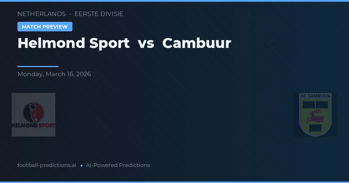 Helmond Sport vs SC Cambuur — voorspelling en vooruitblik wedstrijd