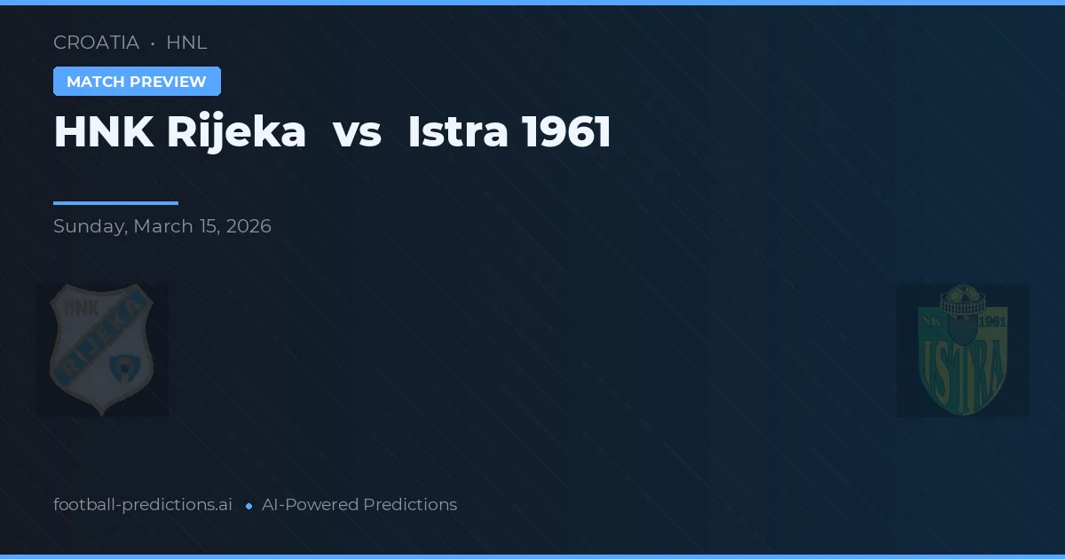 HNK Rijeka vs Istra 1961 — voorspelling en vooruitblik wedstrijd