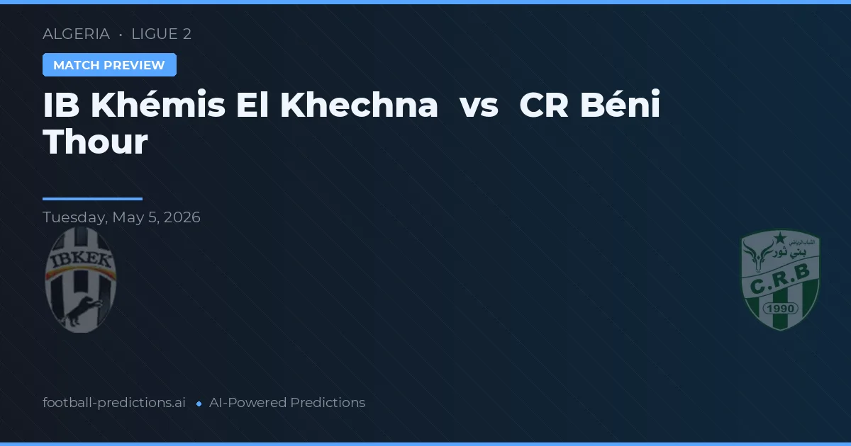 IB Khémis El Khechna vs CR Béni Thour — voorspelling en vooruitblik wedstrijd