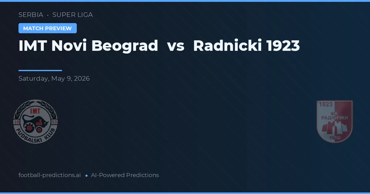 IMT Novi Beograd vs Radnički 1923 — voorspelling en vooruitblik wedstrijd