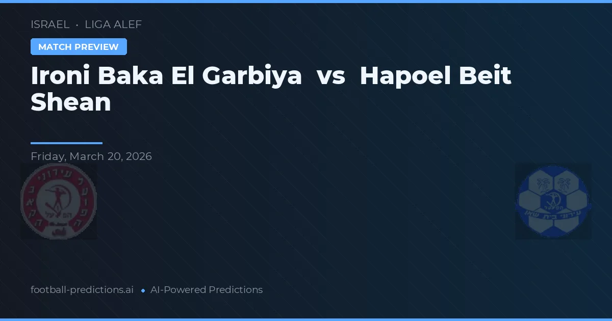 Ironi Baka El Garbiya vs Hapoel Beit She'an — voorspelling en vooruitblik wedstrijd