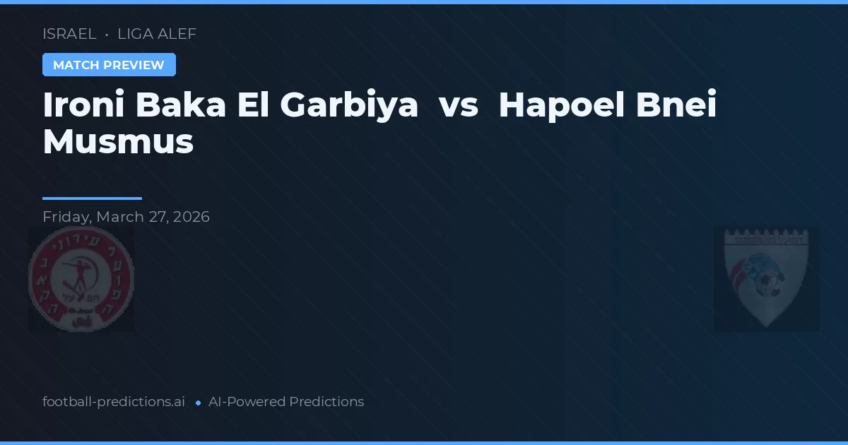 Ironi Baka El Garbiya vs Hapoel Bnei Musmus — voorspelling en vooruitblik wedstrijd