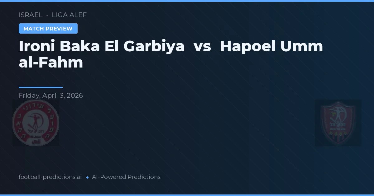 Ironi Baka El Garbiya vs Hapoel Umm al-Fahm — voorspelling en vooruitblik wedstrijd