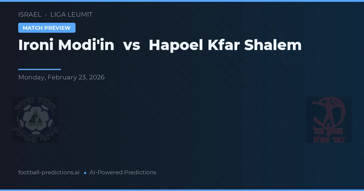 Ironi Modi'in vs Hapoel Kfar Shalem — voorspelling en vooruitblik wedstrijd
