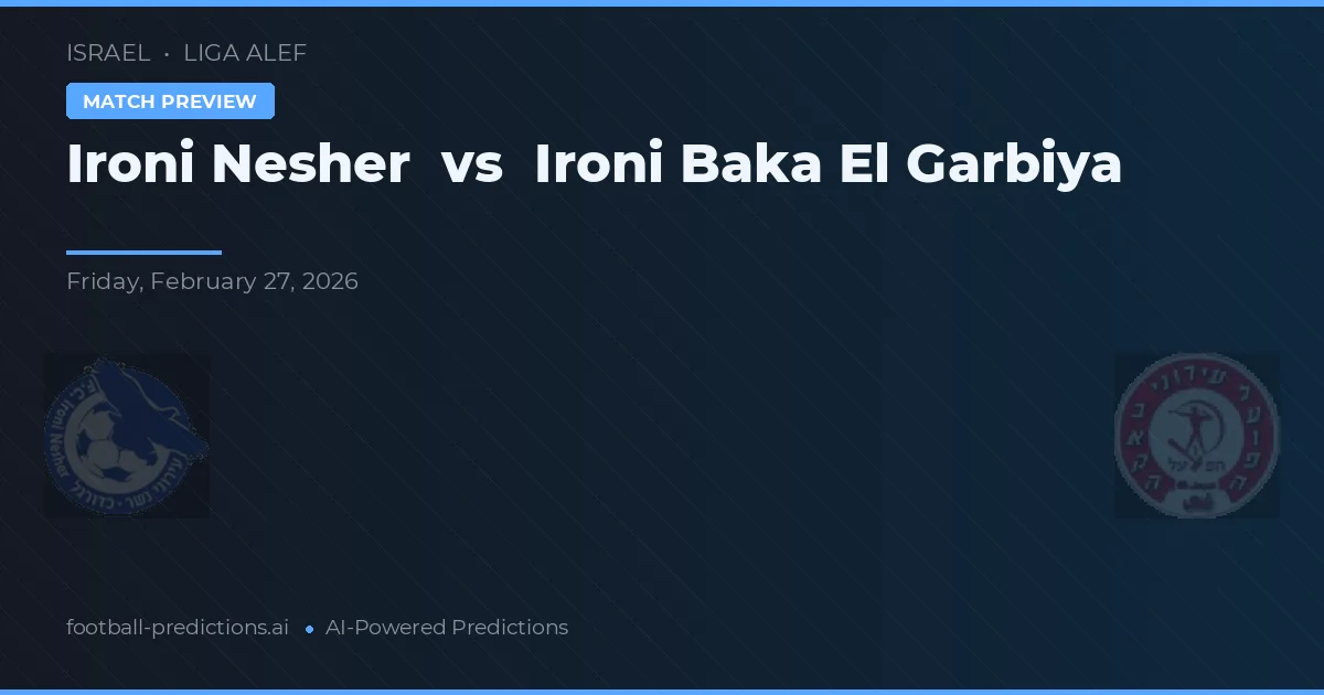 Ironi Nesher vs Ironi Baka El Garbiya — voorspelling en vooruitblik wedstrijd